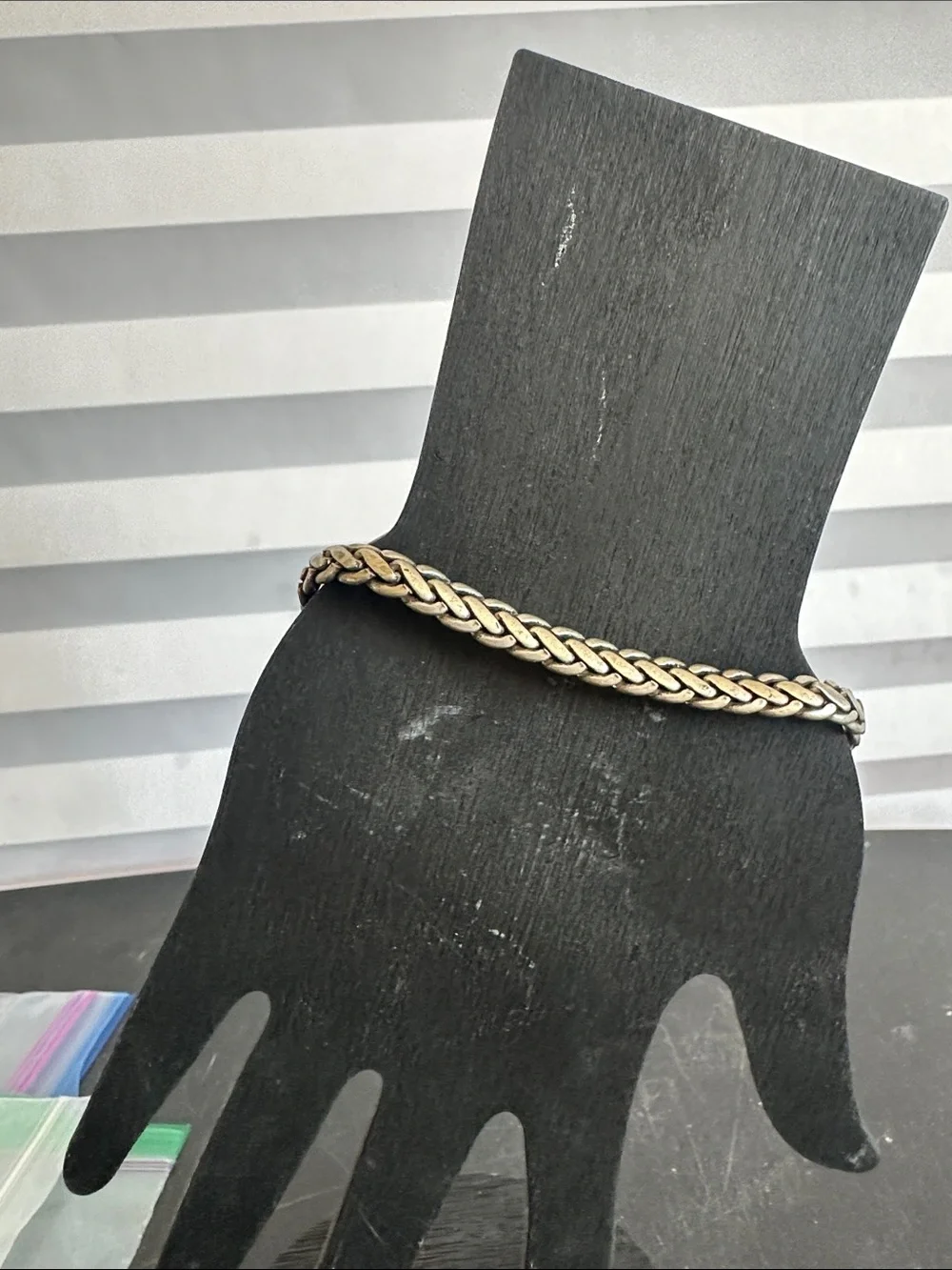 Men's Silver Tone Braided Chain Bracelet Minimalist Biker Punk Metal Wrist
